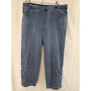 North Style Women's Hi Rise Jeans Wide Leg Cropped Size Large Light wash